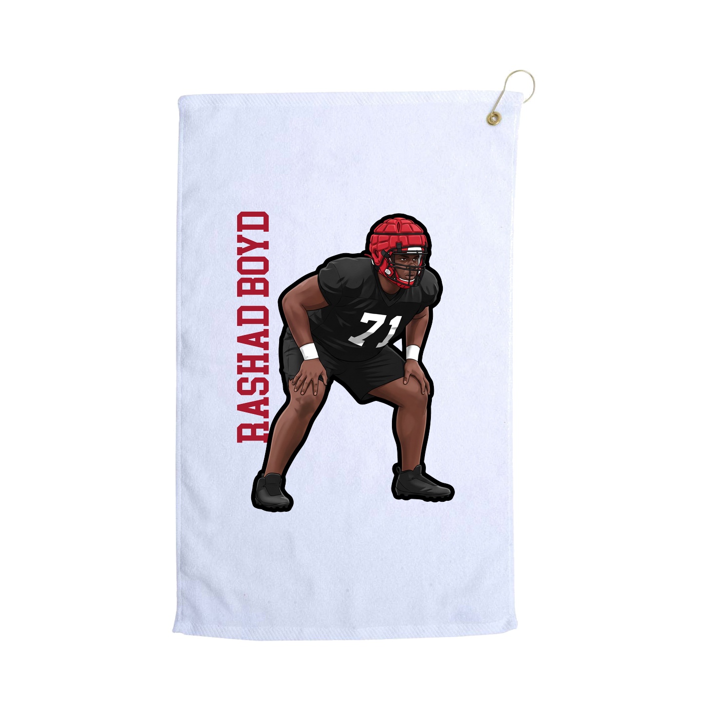 Golf Towel — Name Vertical in White
