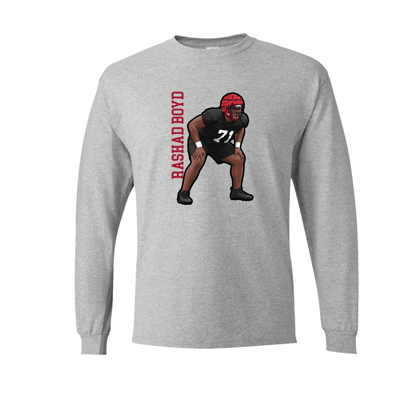 Long Sleeve Tee — Name Vertical in Grey