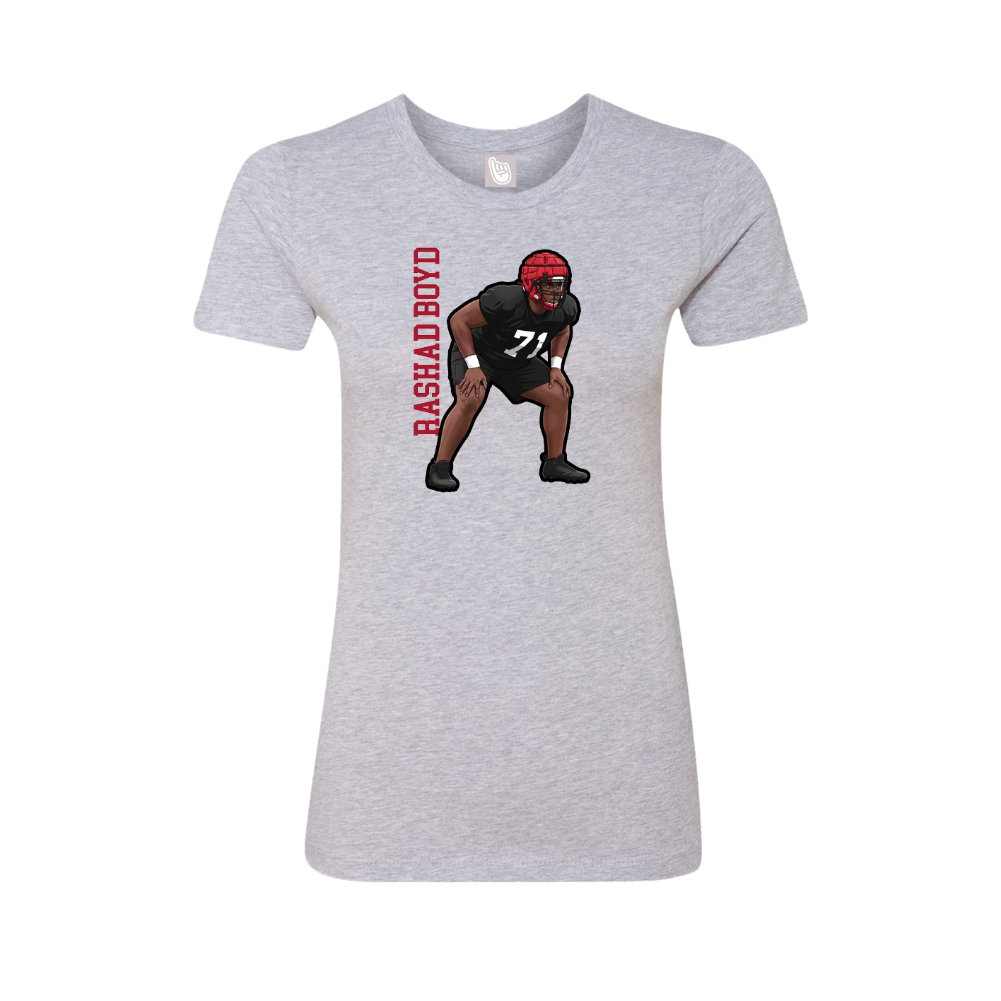 Fitted Women's Tee — Name Vertical in Grey