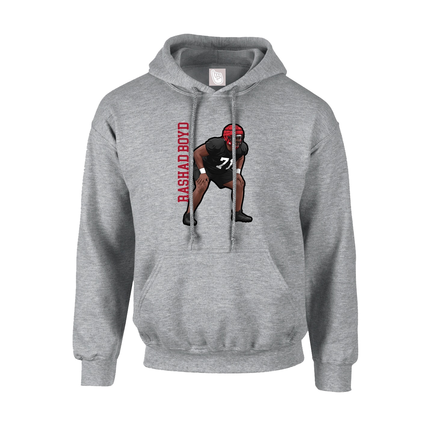 Hoodie — Name Vertical in Grey