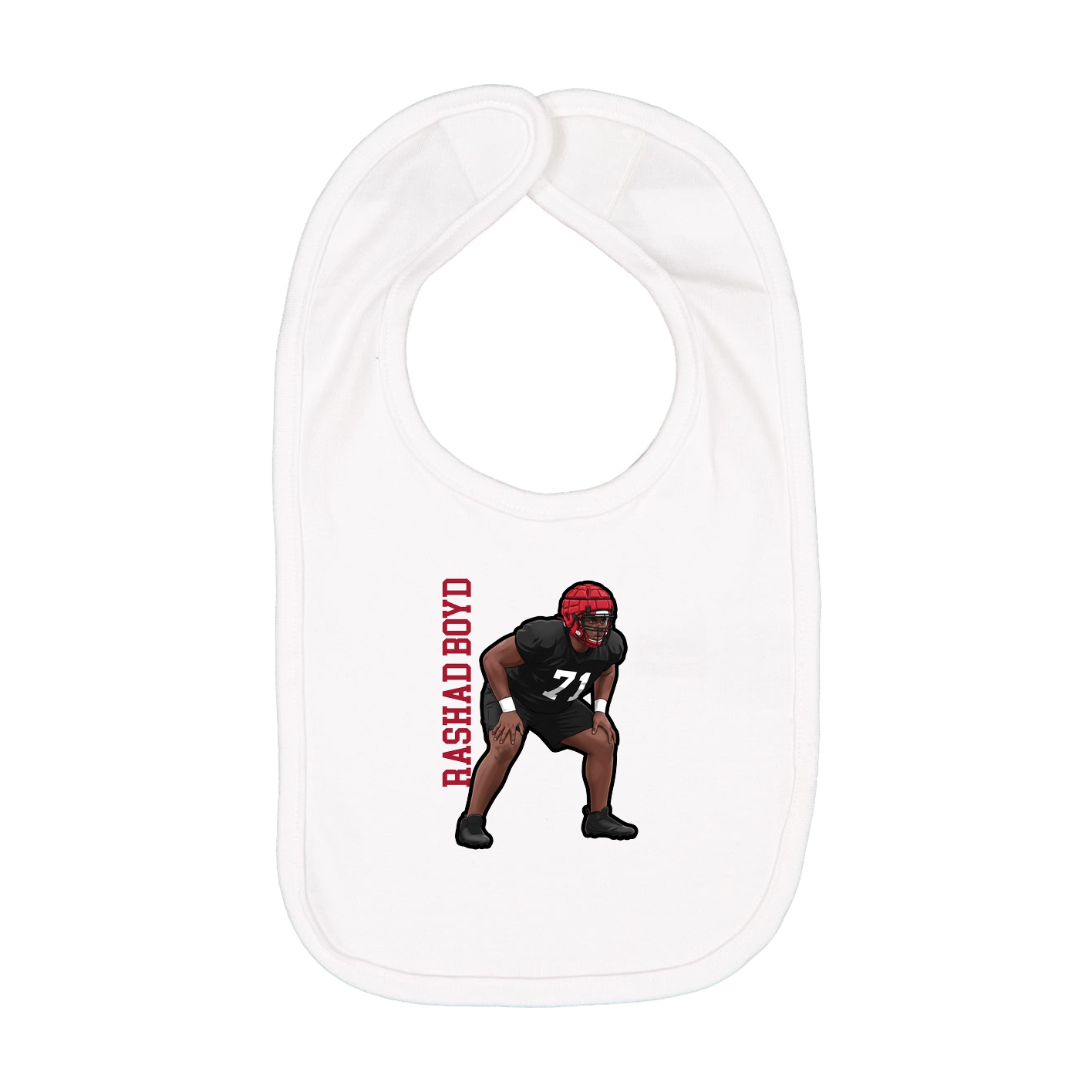 Infant Bib — Name Vertical in White
