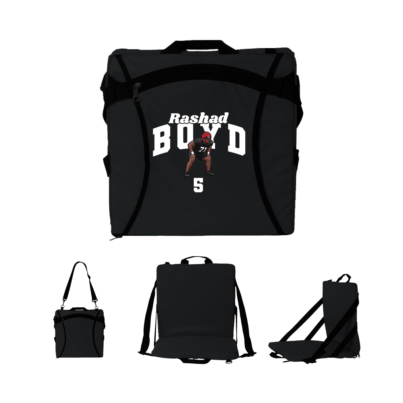 Folding Stadium Seat — Signature Arch in Black