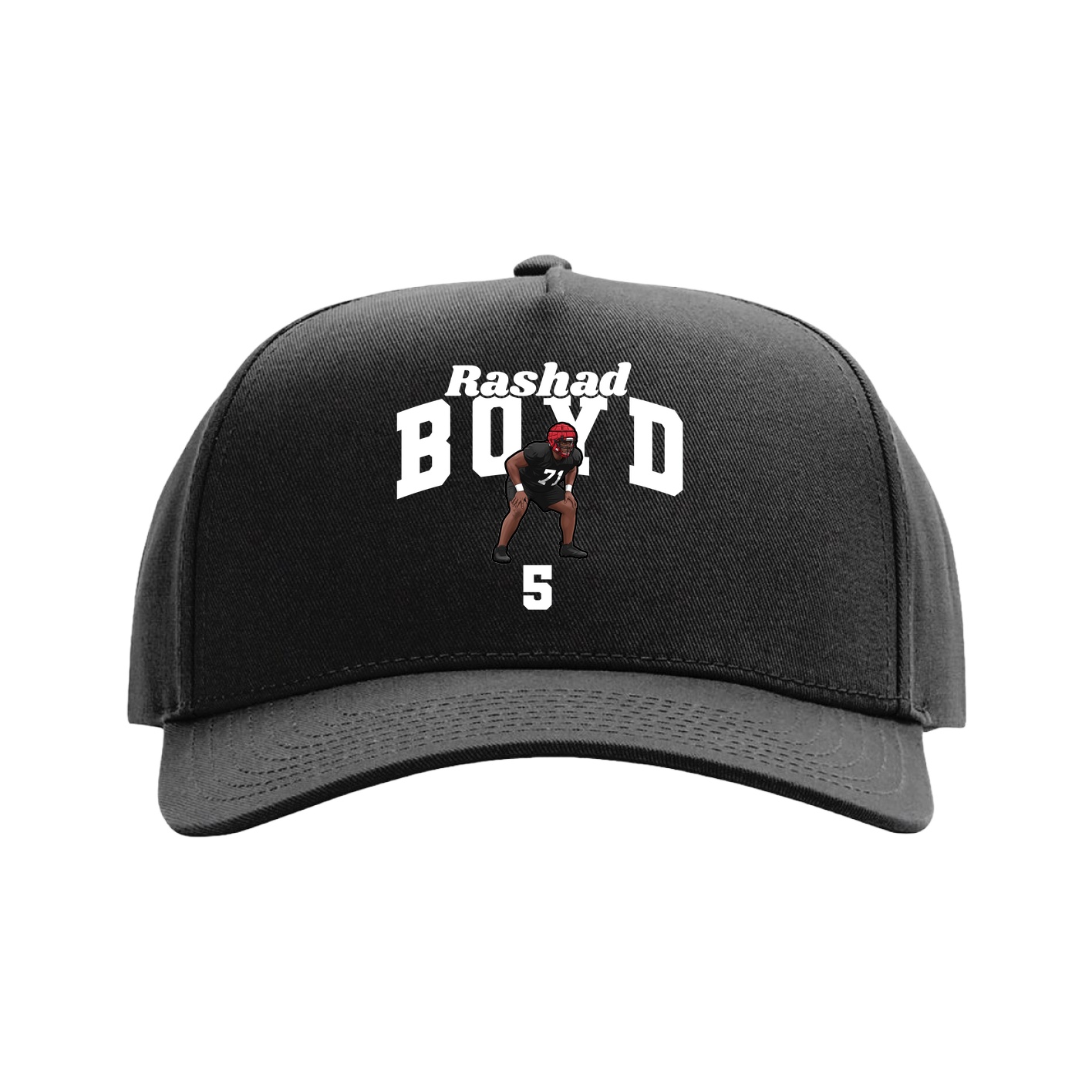 Full Fabric Five-Panel Champ Cap — Signature Arch in Black