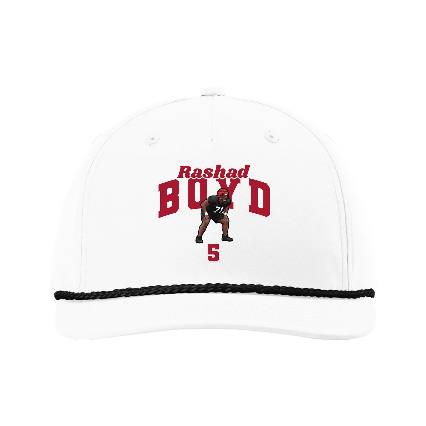 Five-Panel Classic Rope Cap — Signature Arch in White
