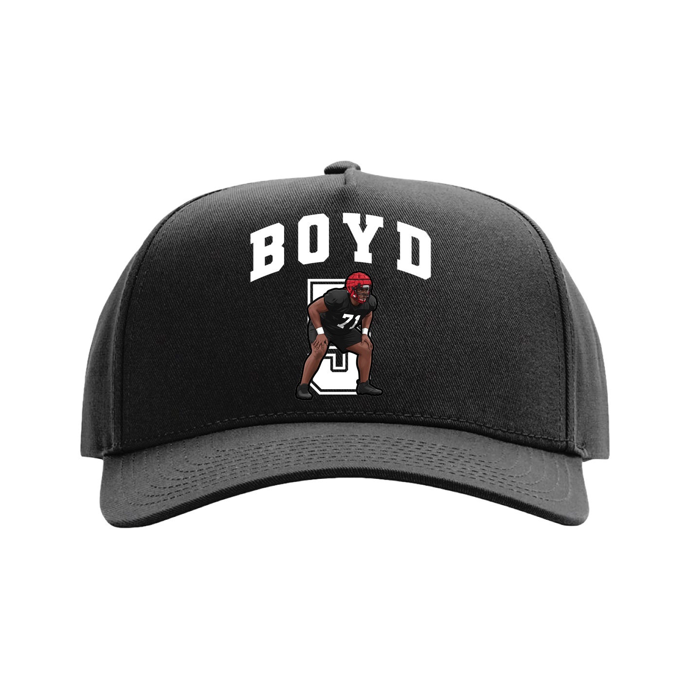 Full Fabric Five-Panel Champ Cap — Number in Black