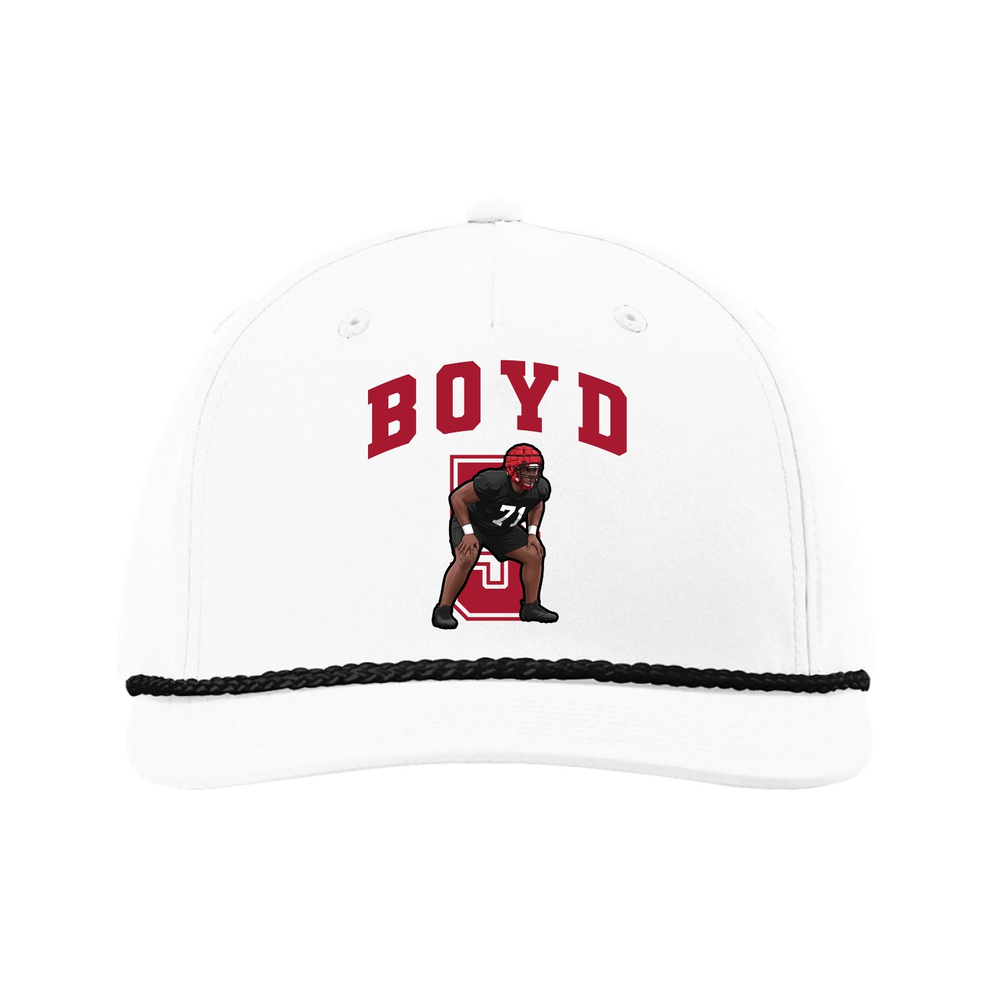 Five-Panel Classic Rope Cap — Number in White