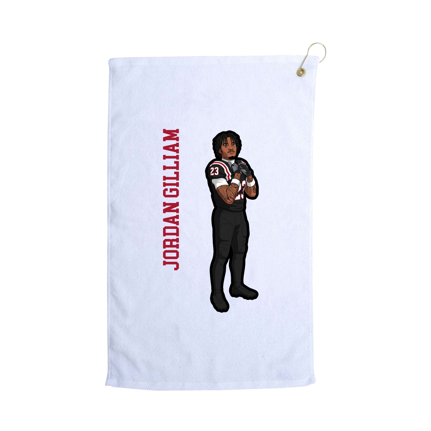 Golf Towel — Name Vertical in White