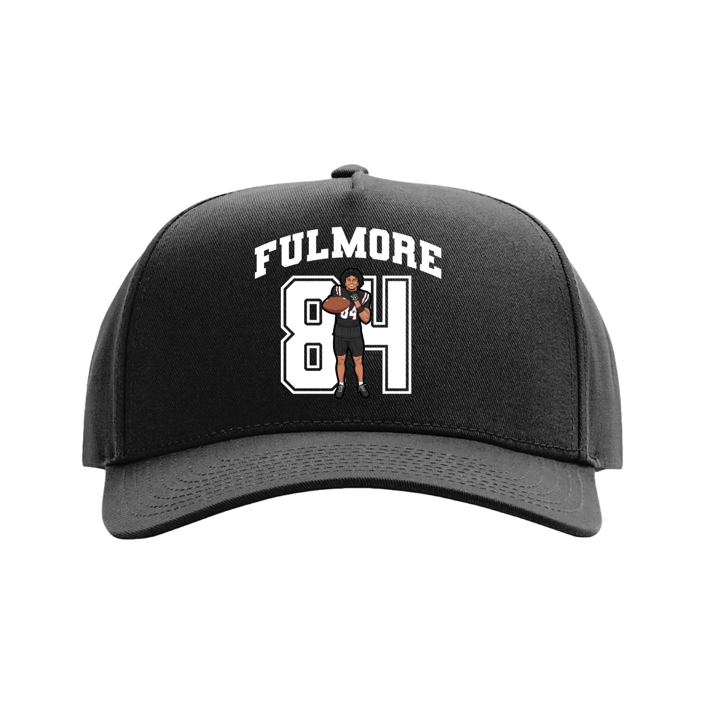 Full Fabric Five-Panel Champ Cap — Number in Black