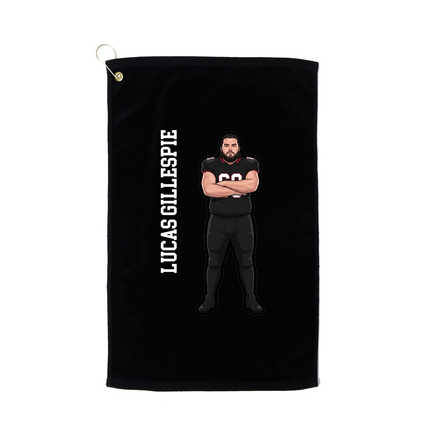 Golf Towel — Name Vertical in Black