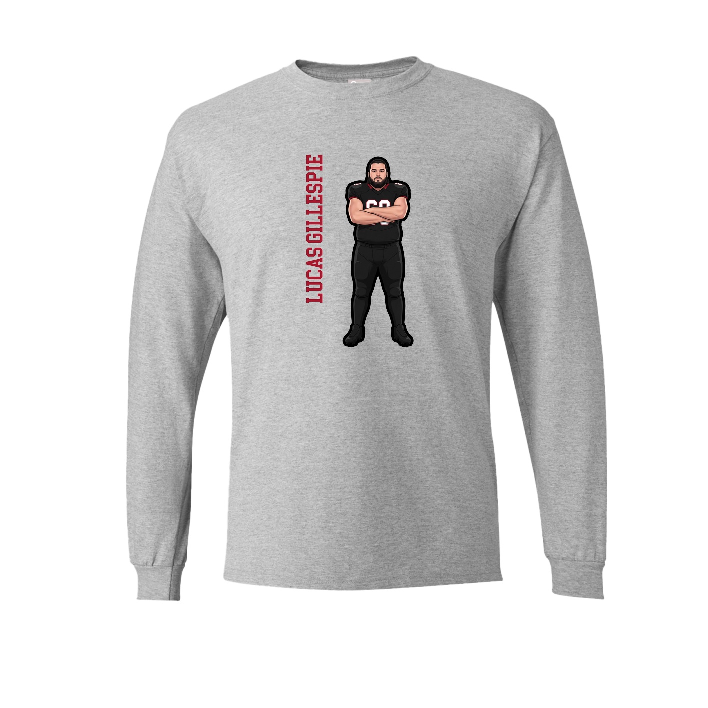 Long Sleeve Tee — Name Vertical in Grey