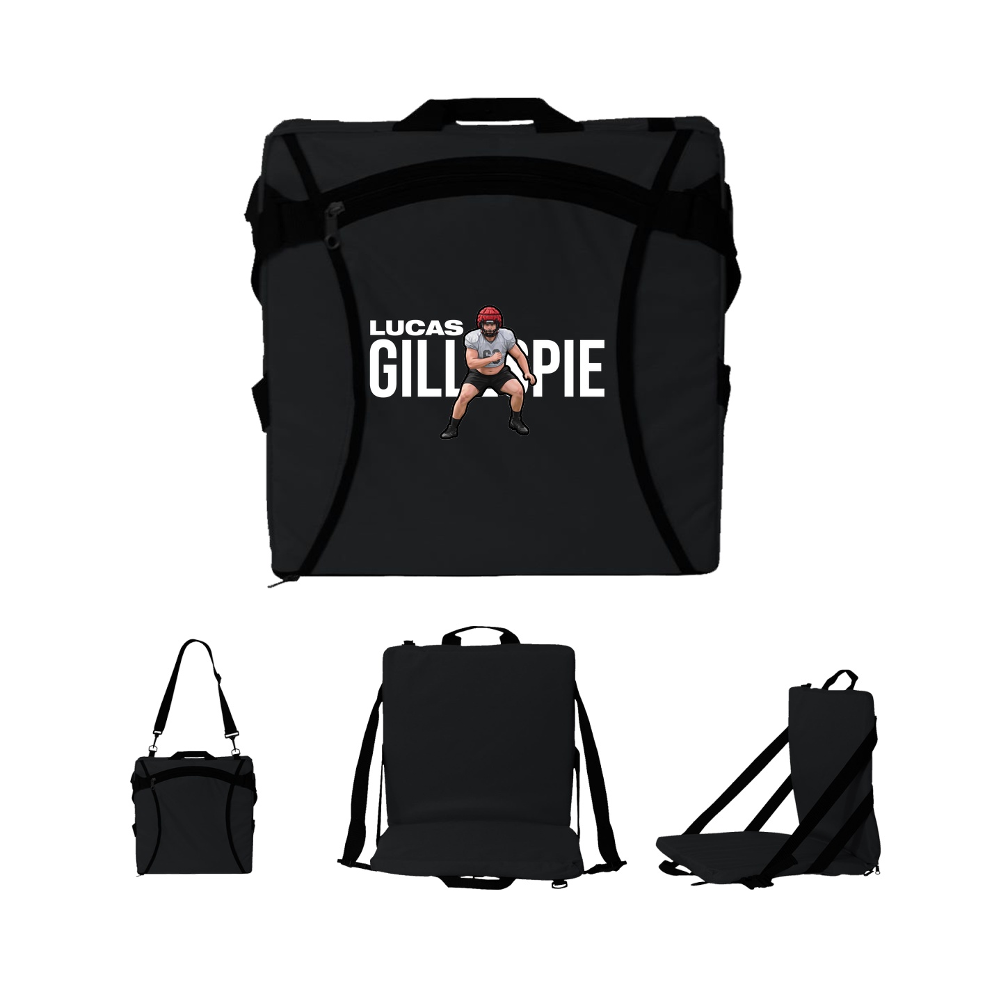 Folding Stadium Seat — Player Name in Black