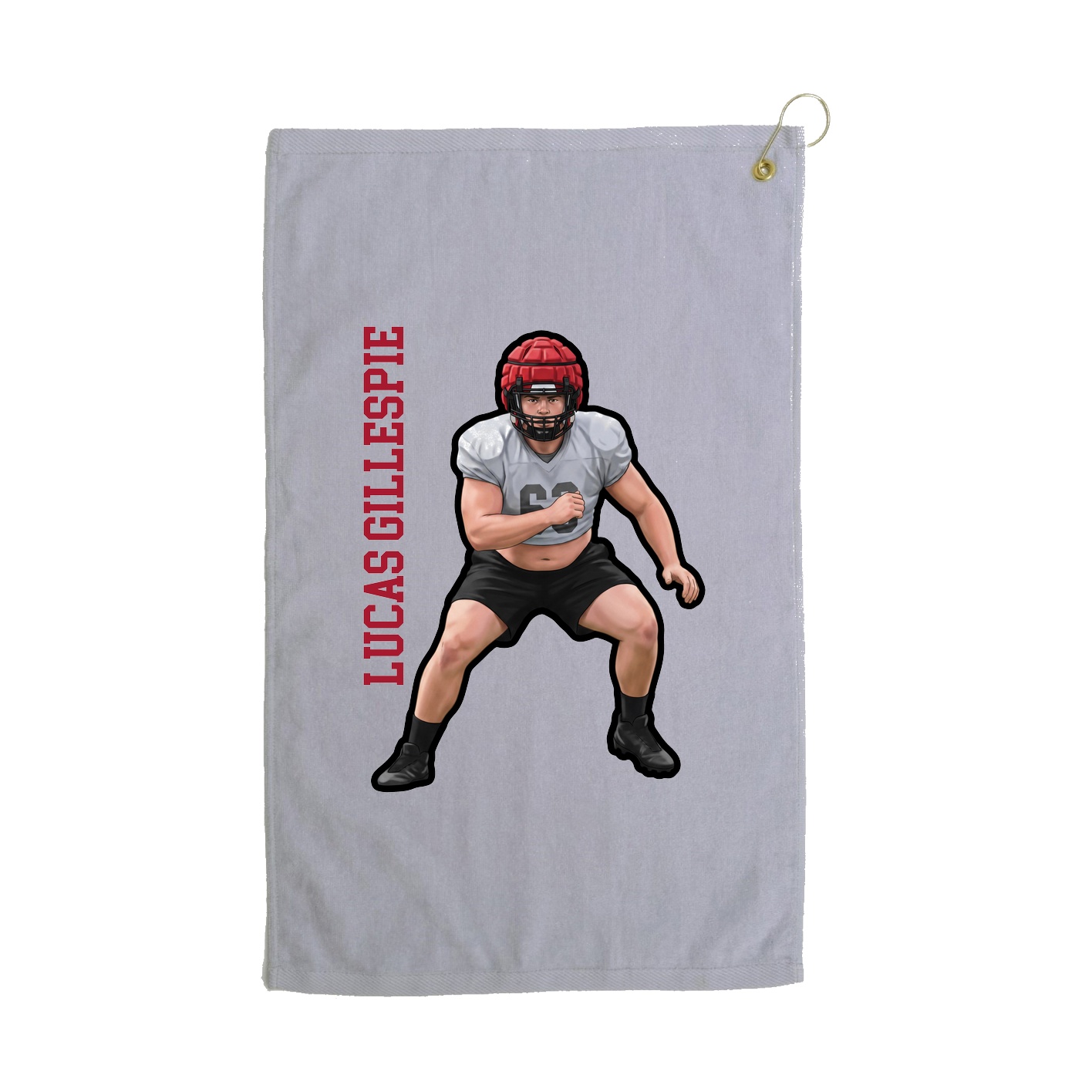 Golf Towel — Name Vertical in Grey