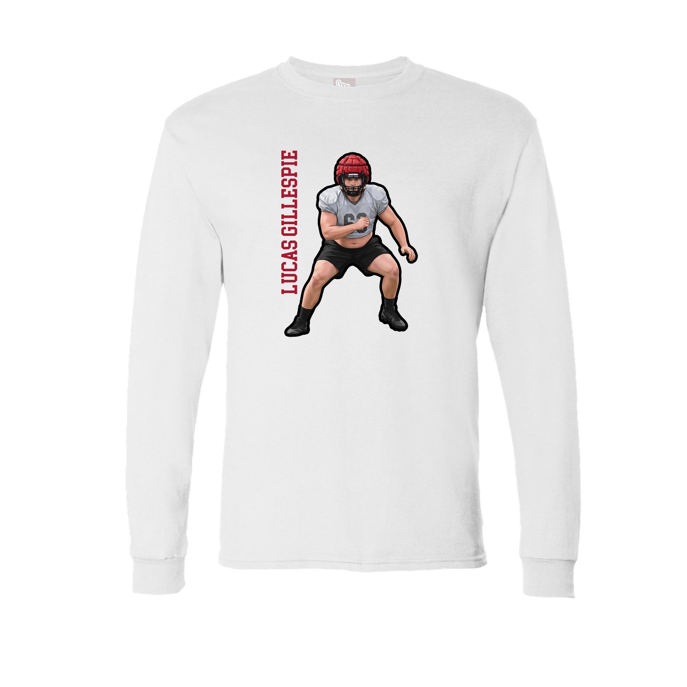 Long Sleeve Tee — Name Vertical in White