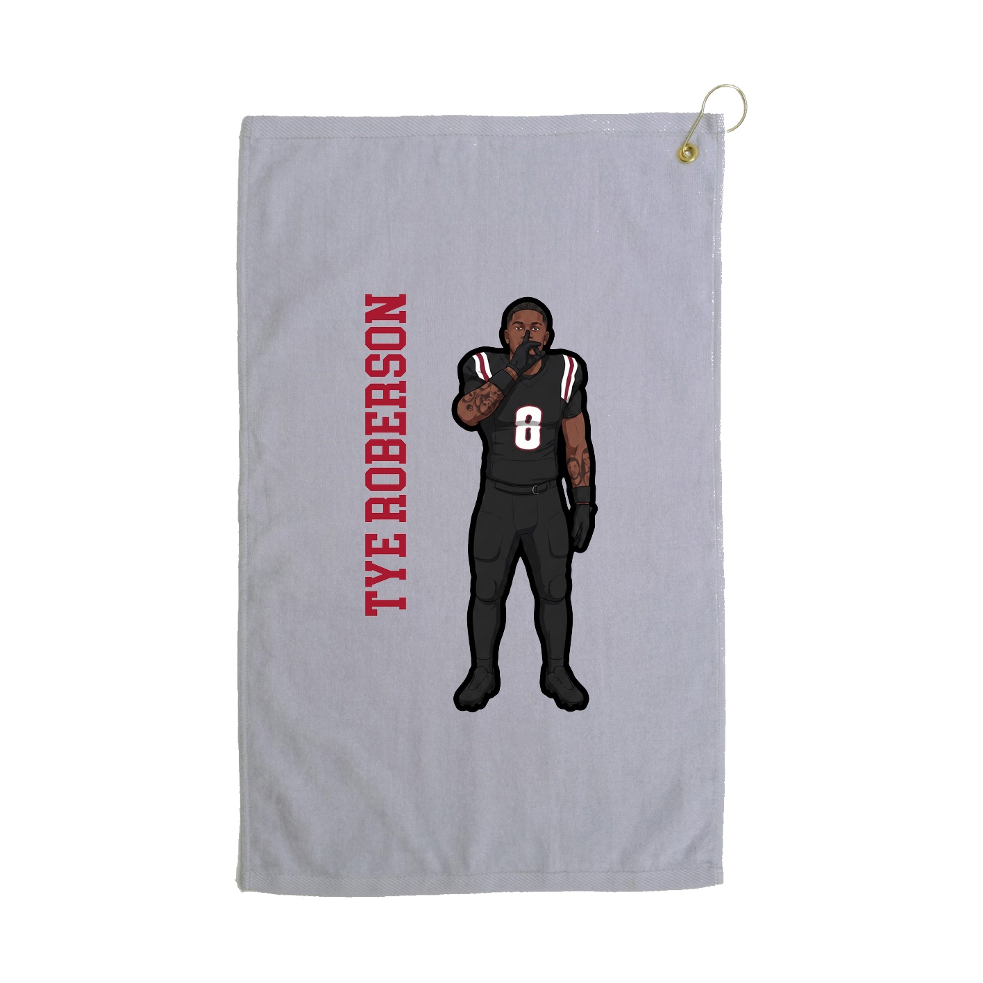 Golf Towel — Name Vertical in Grey