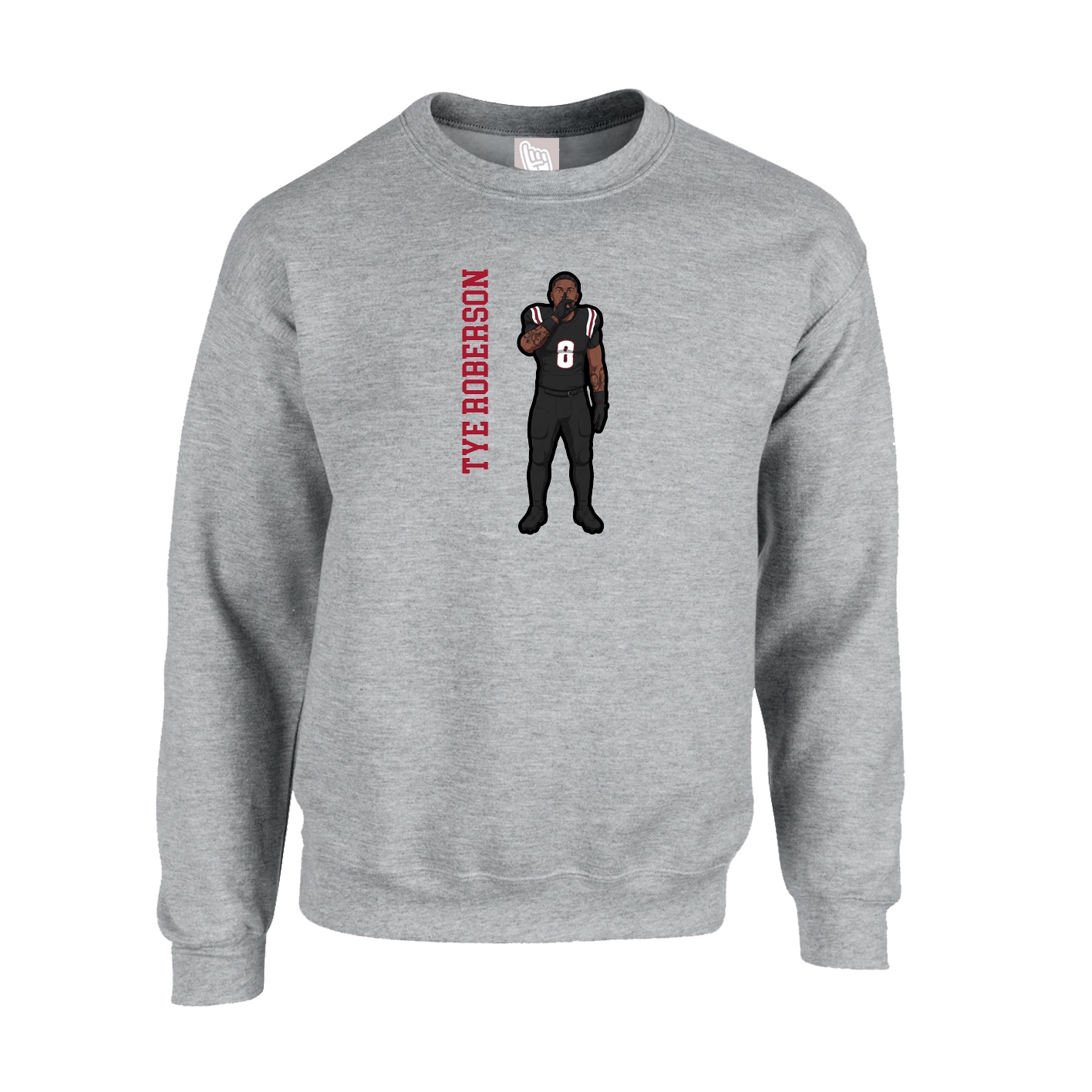Fleece Crew — Name Vertical in Grey