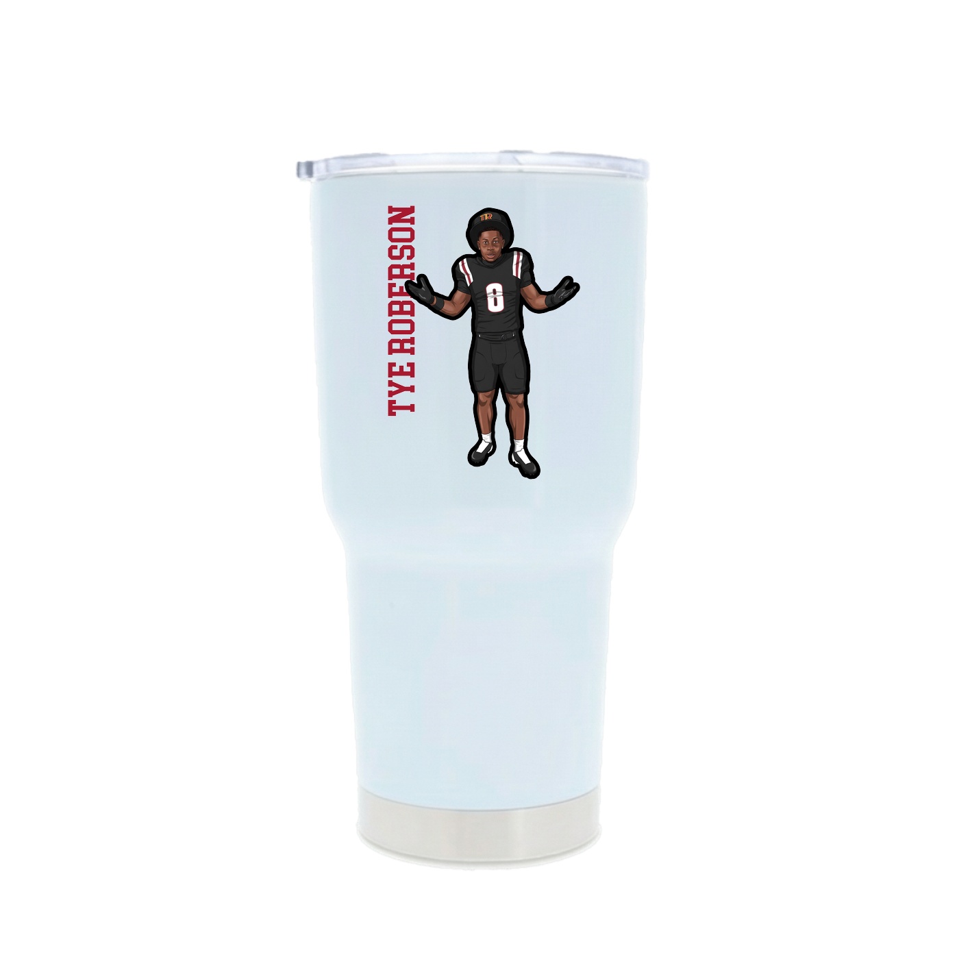 30oz Stainless Steel Tumbler — Name Vertical in White