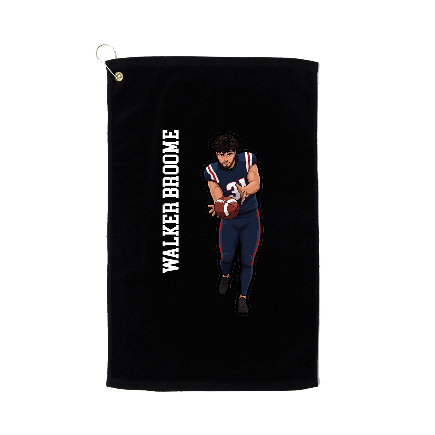 Golf Towel — Name Vertical in Black
