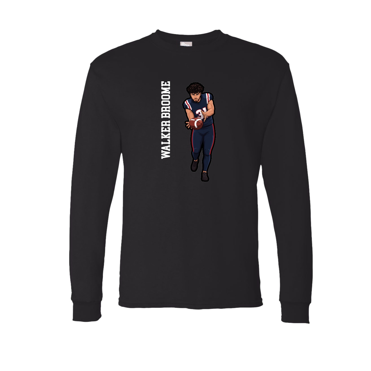 Long Sleeve Tee — Name Vertical in Black