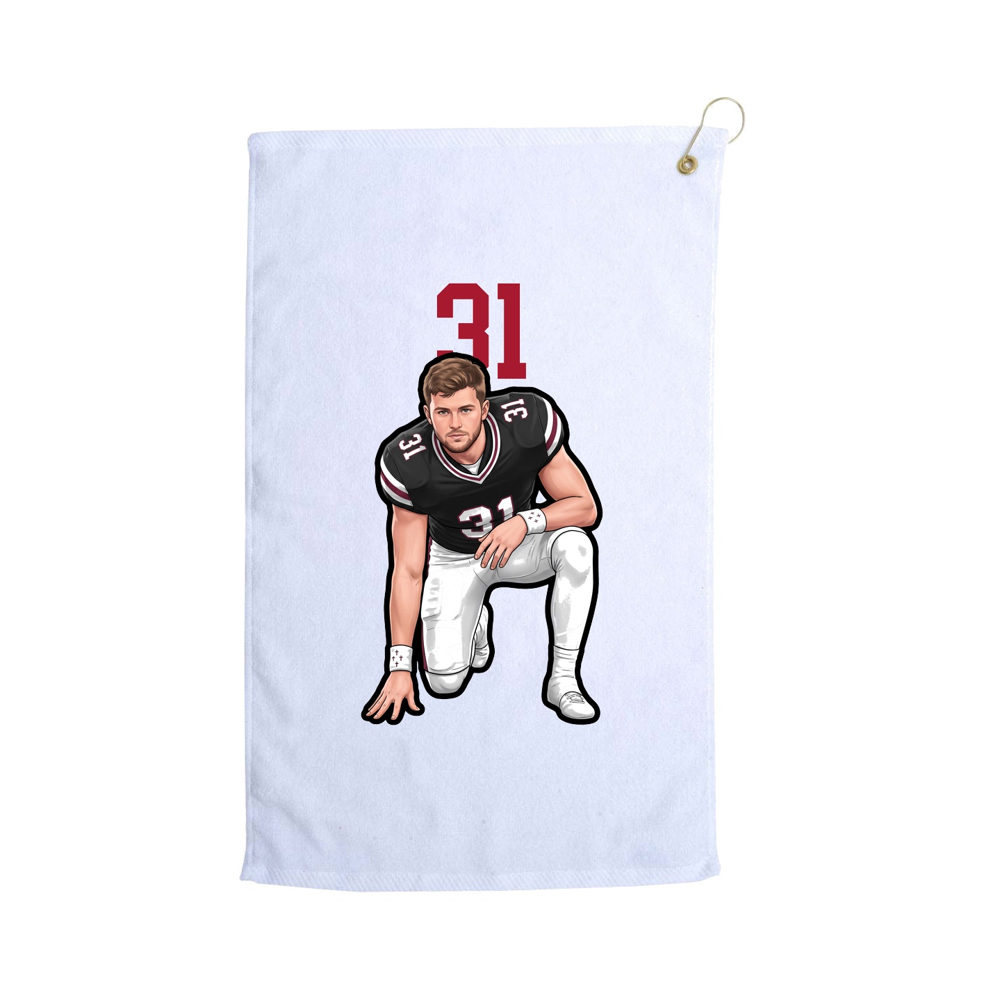 Golf Towel — Number Top in White