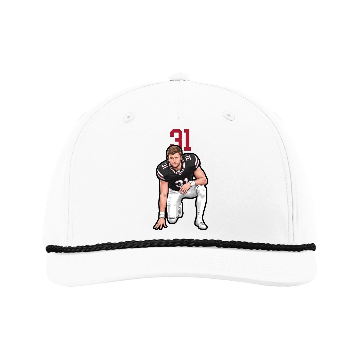 Five-Panel Classic Rope Cap — Number Top in White