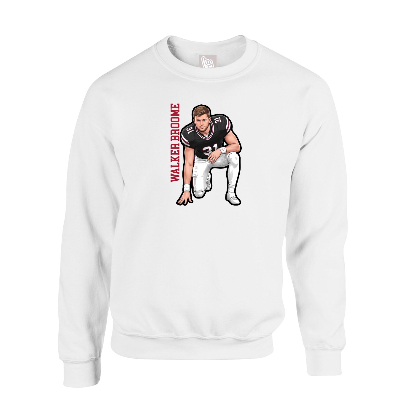 Fleece Crew — Name Vertical in White