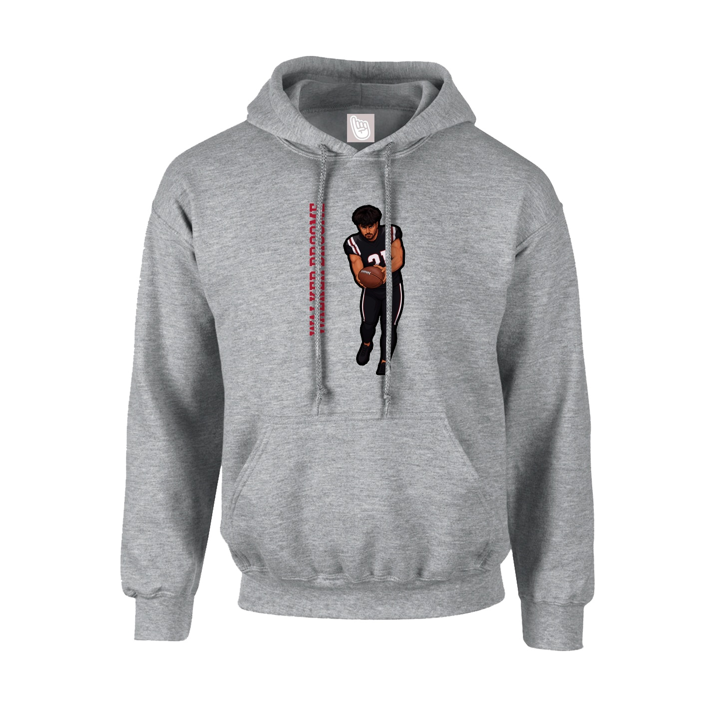Youth Hoodie — Name Vertical in Grey