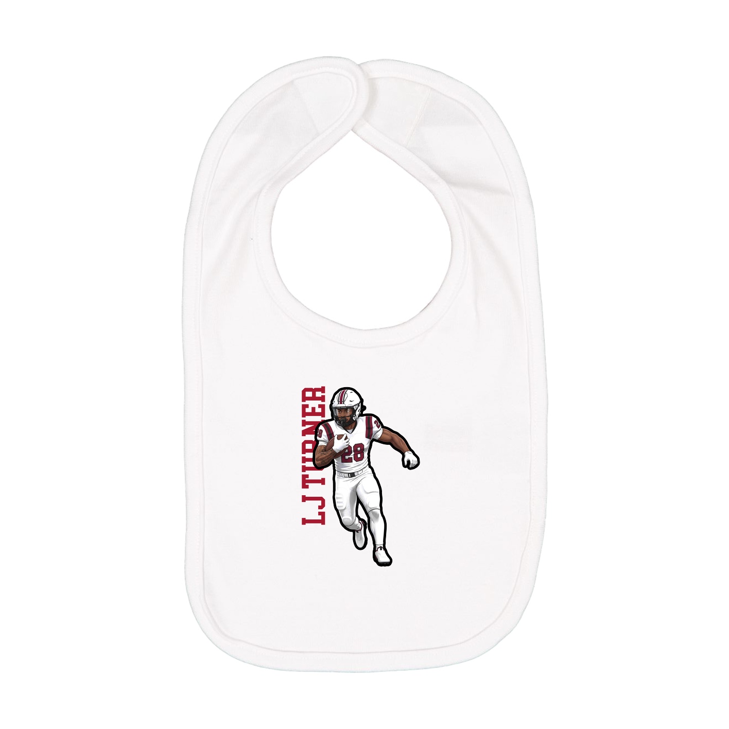 Infant Bib — Name Vertical in White