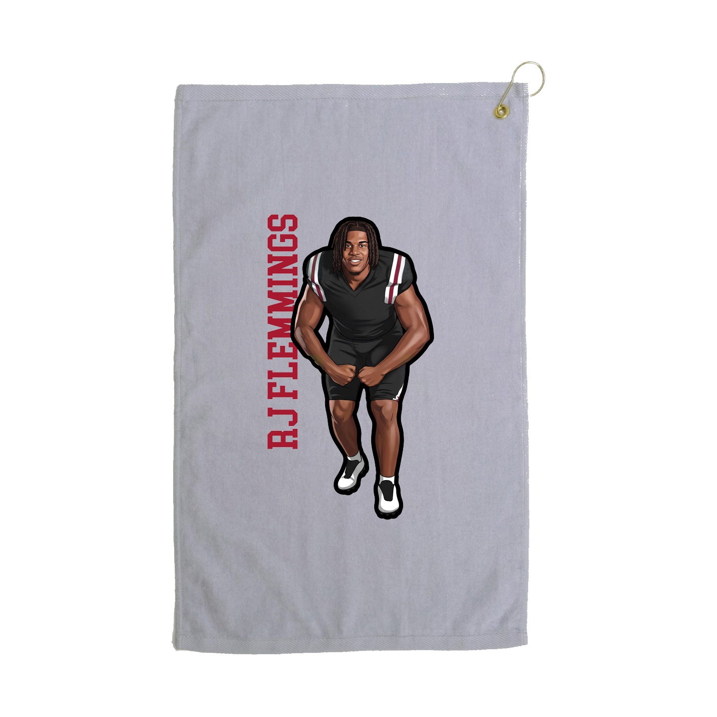 Golf Towel — Name Vertical in Grey
