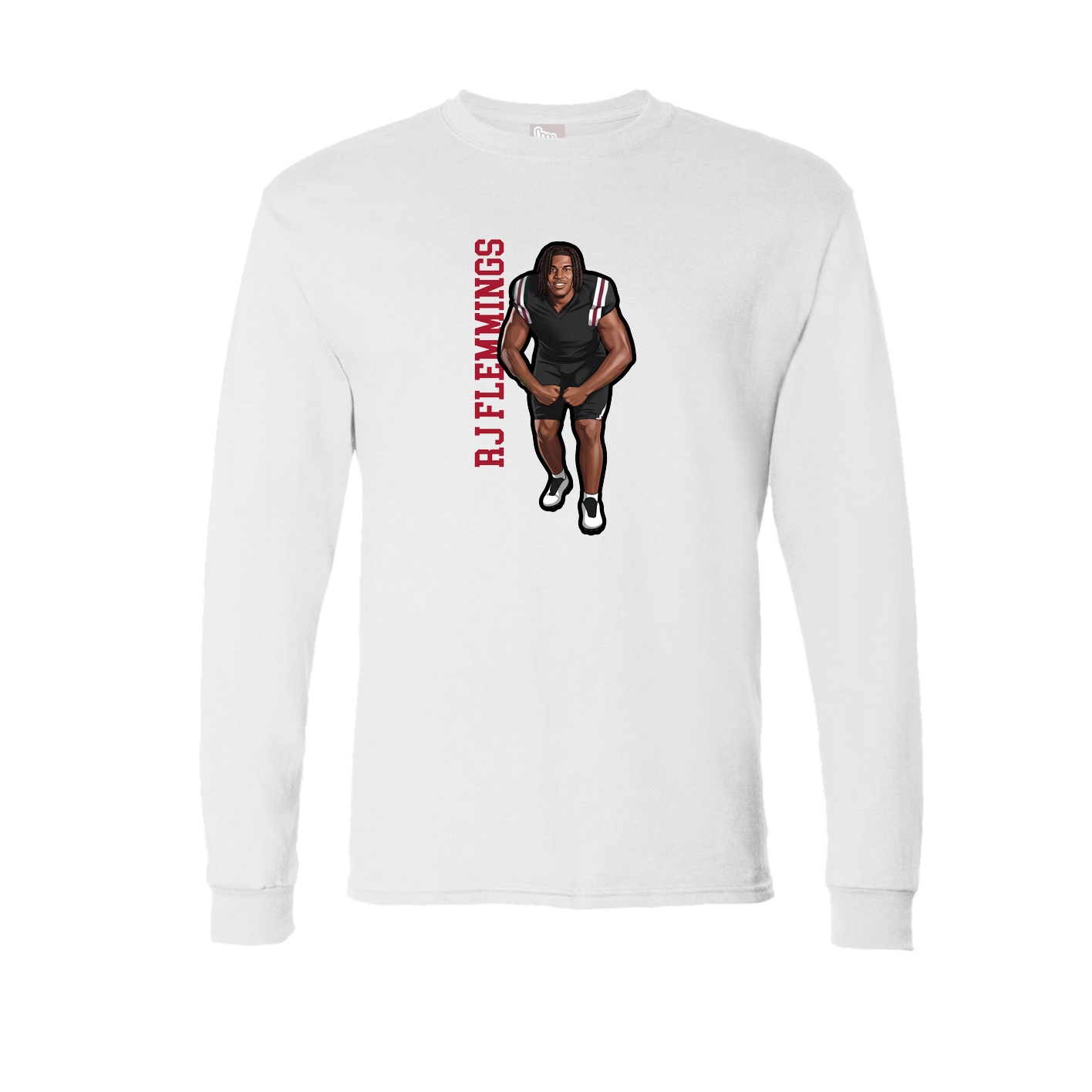 Long Sleeve Tee — Name Vertical in White