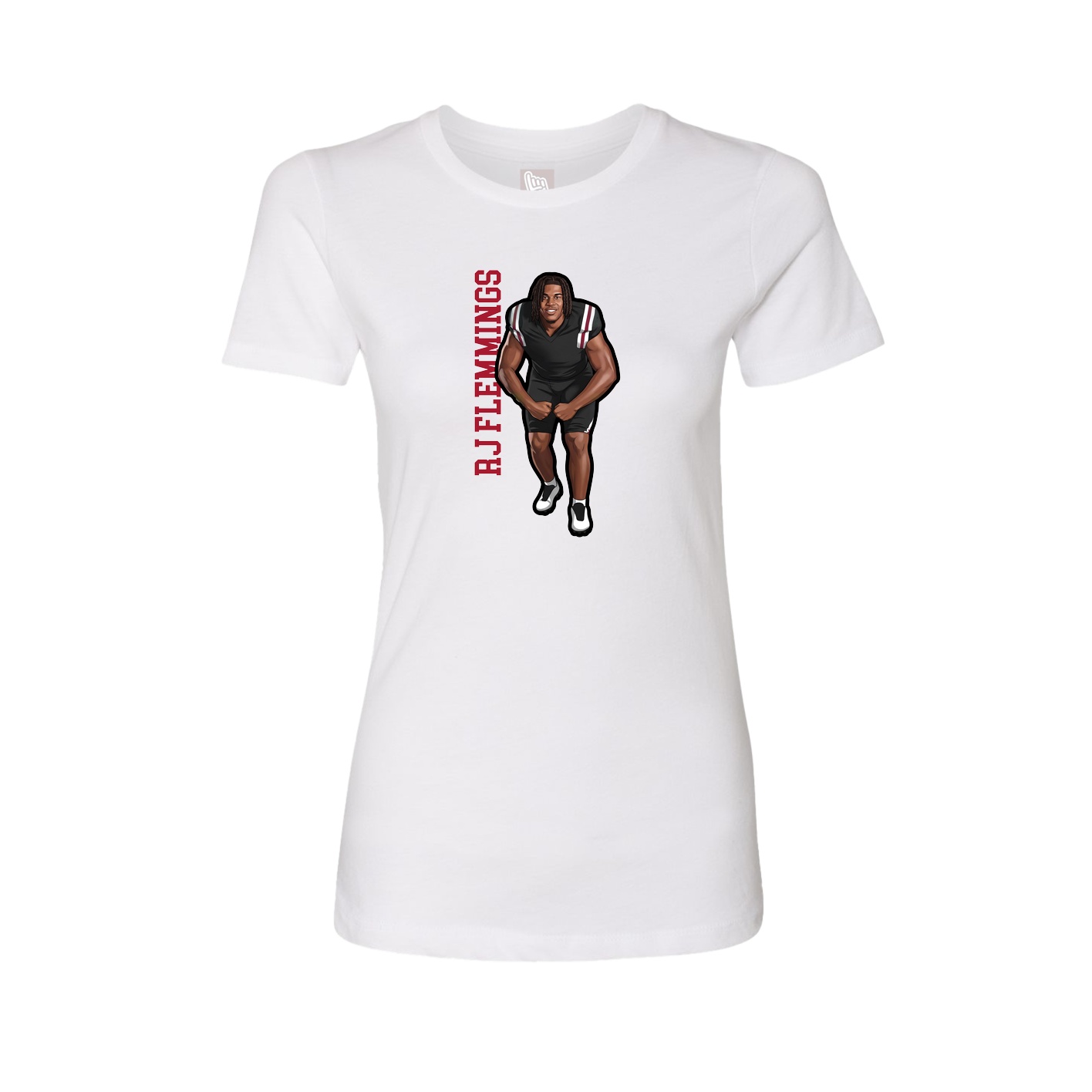 Fitted Women's Tee — Name Vertical in White