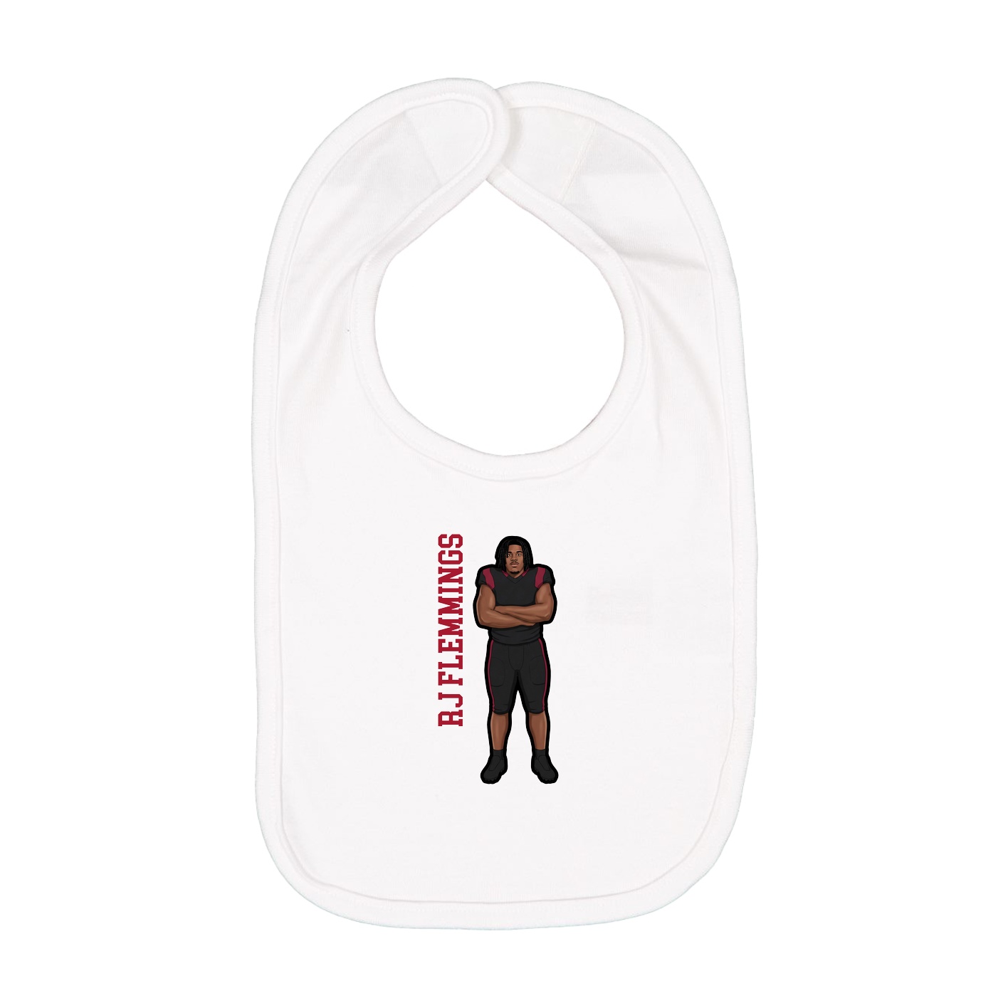Infant Bib — Name Vertical in White