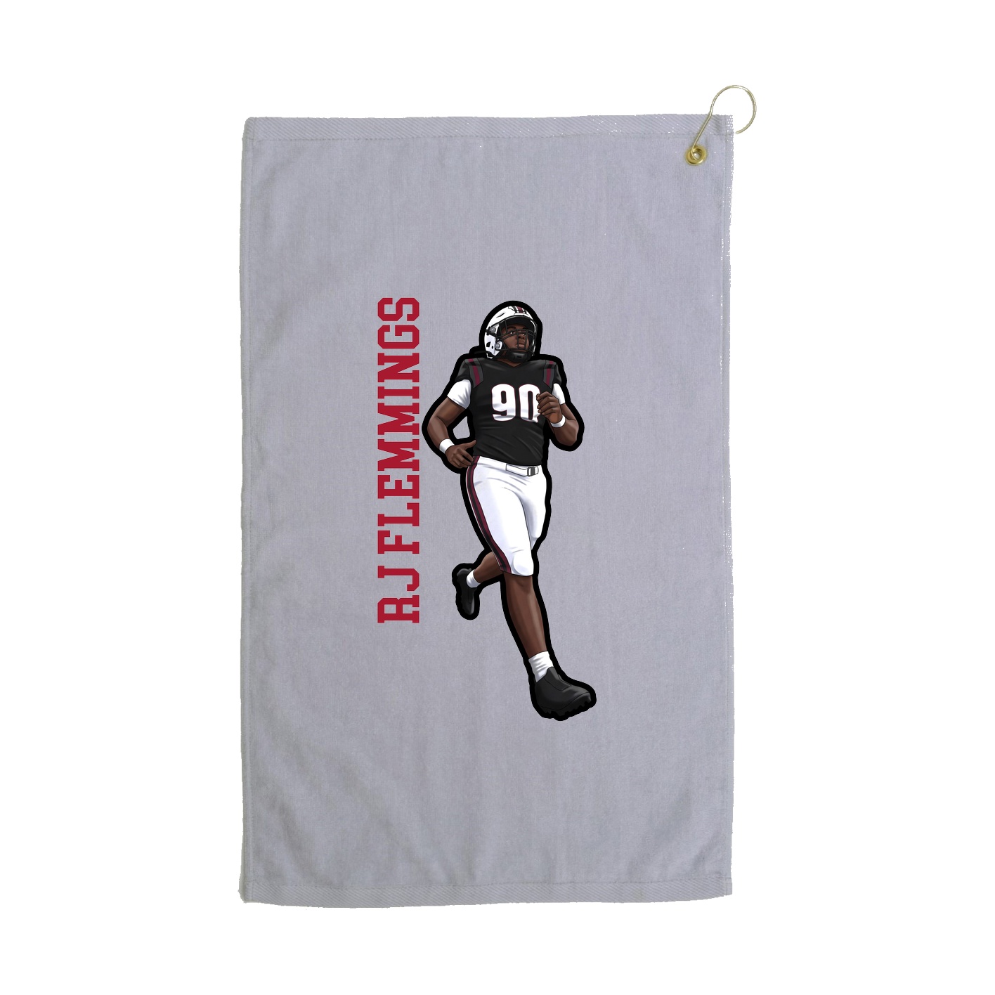 Golf Towel — Name Vertical in Grey