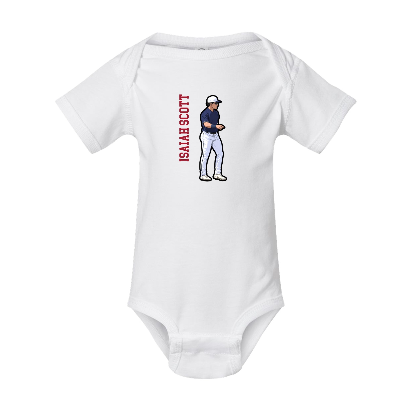 Baby Onesie — Name Vertical in White