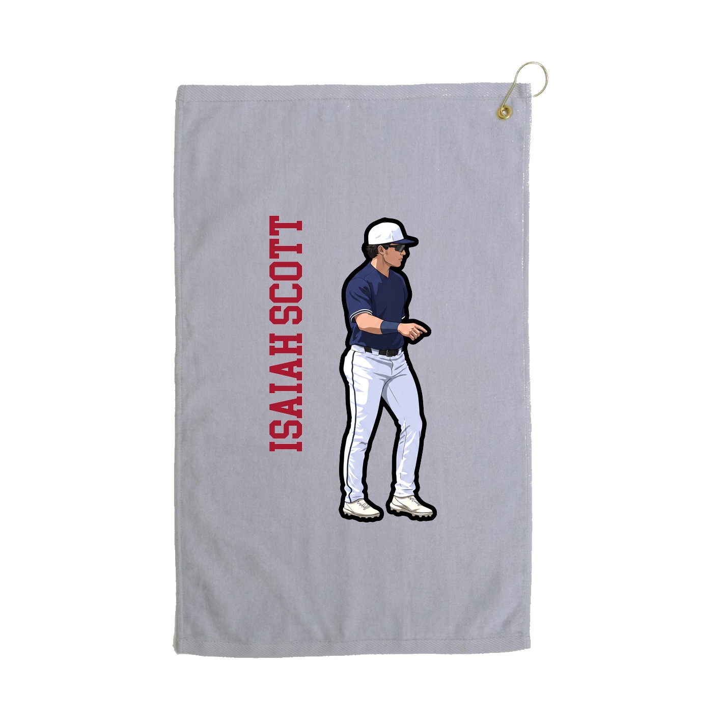 Golf Towel — Name Vertical in Grey
