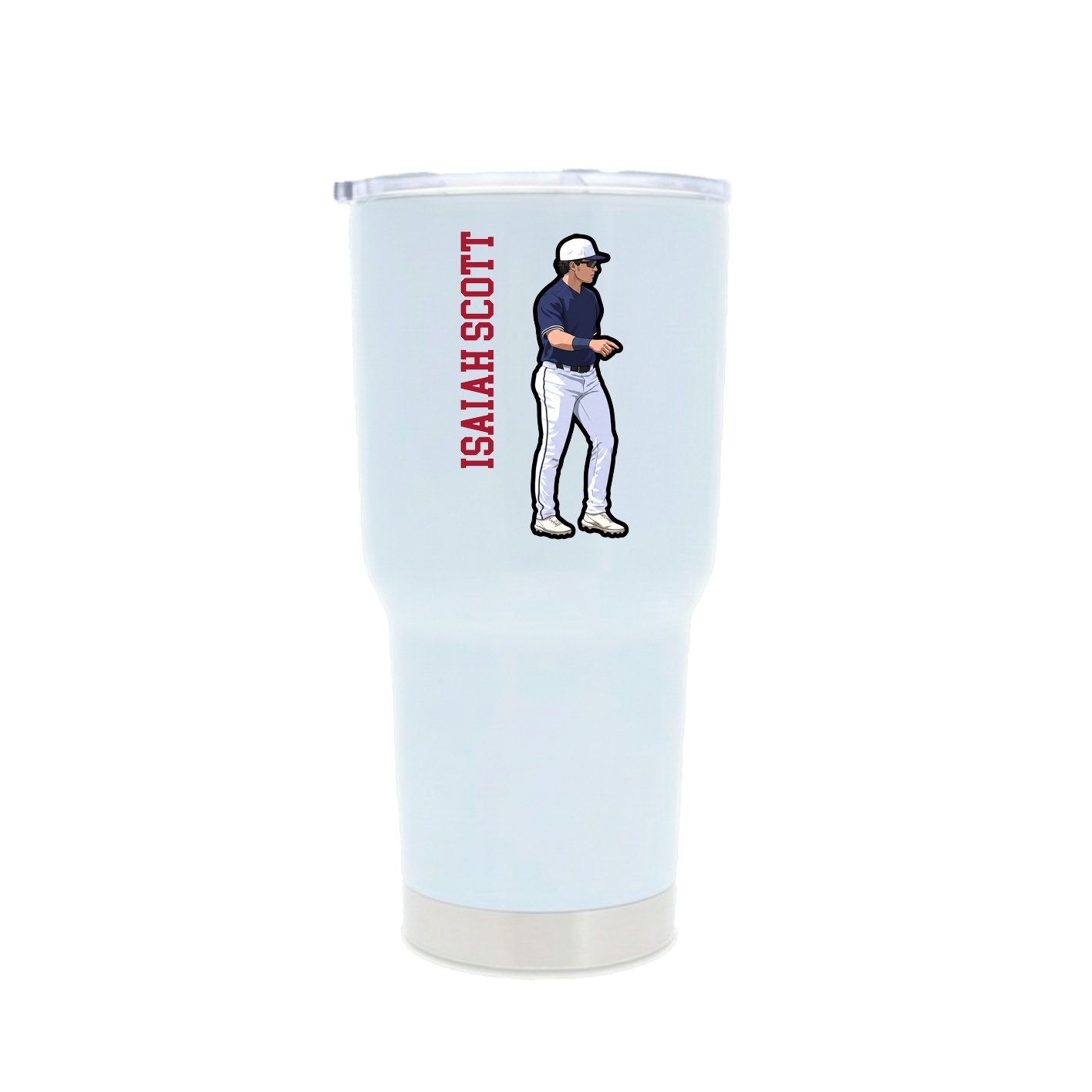 30oz Stainless Steel Tumbler — Name Vertical in White