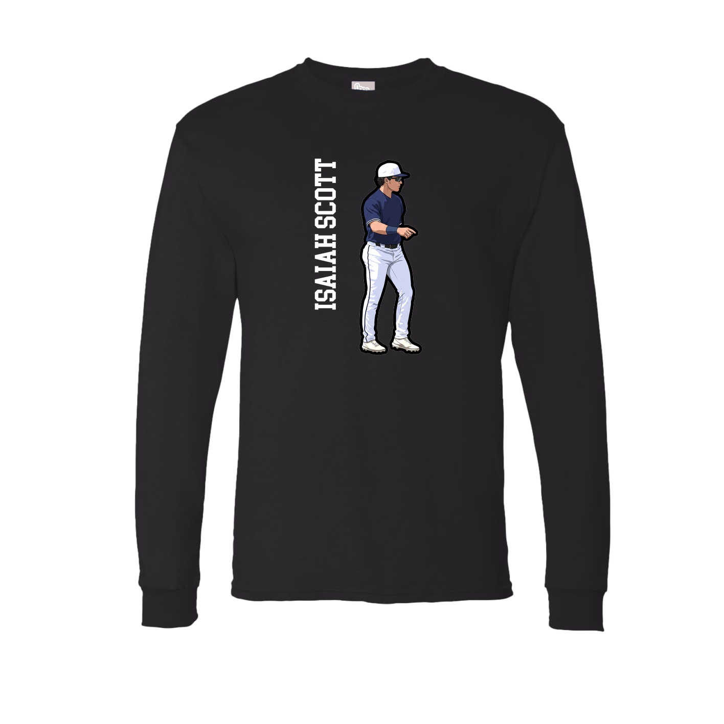 Long Sleeve Tee — Name Vertical in Black