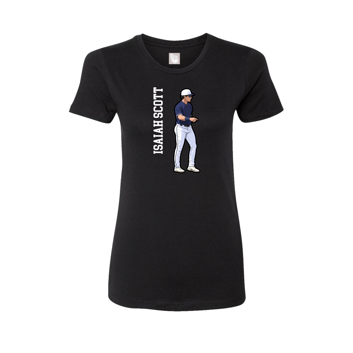 Fitted Women's Tee — Name Vertical in Black