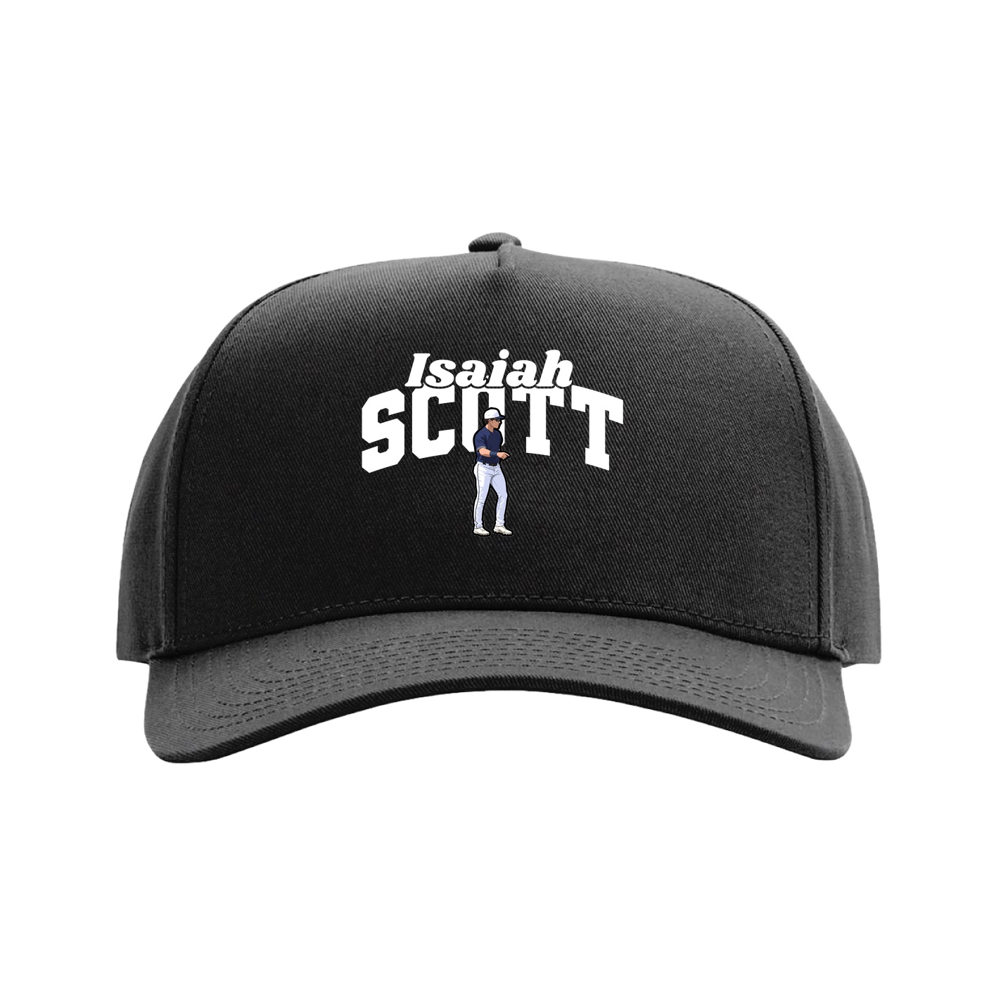 Full Fabric Five-Panel Champ Cap — Signature Arch in Black