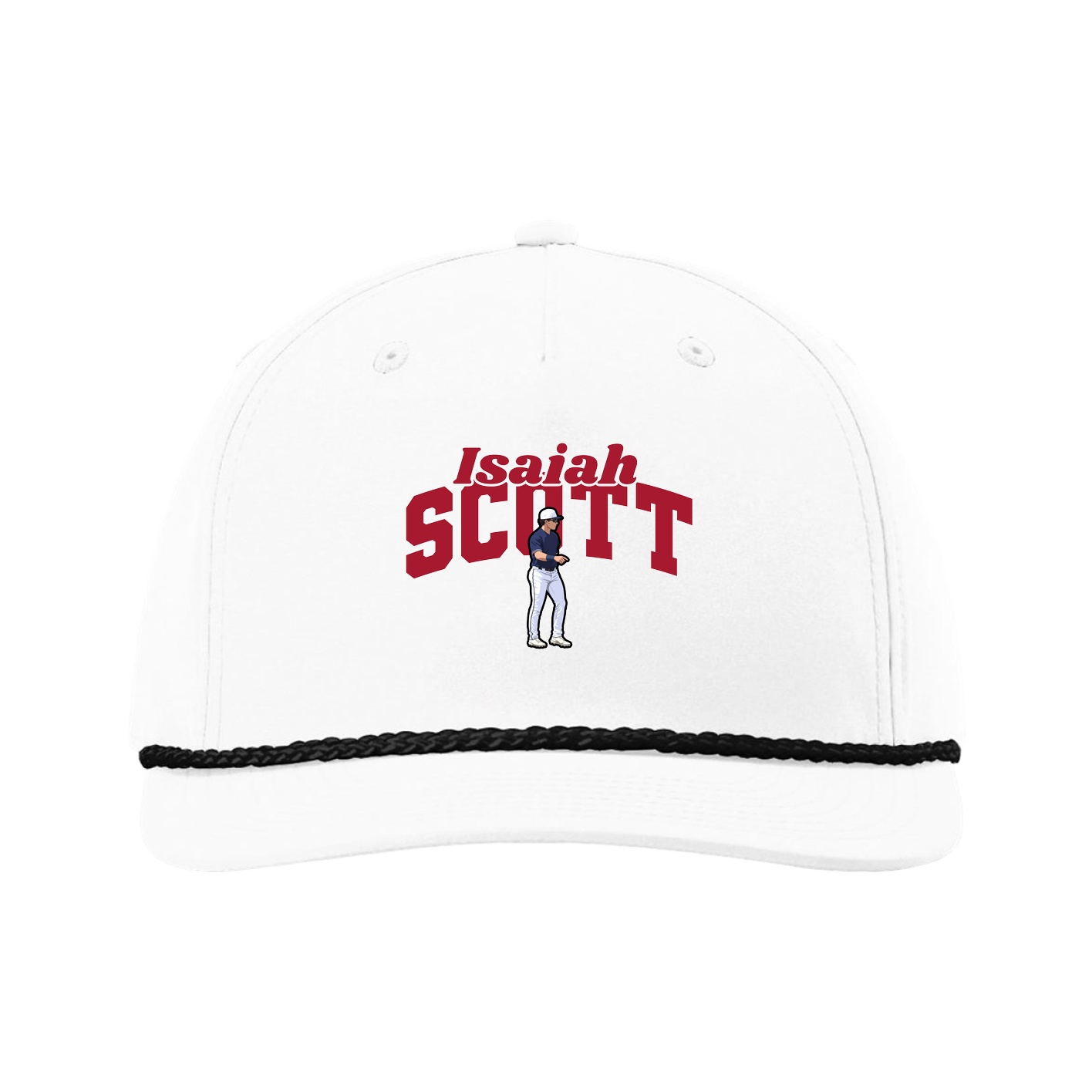 Five-Panel Classic Rope Cap — Signature Arch in White