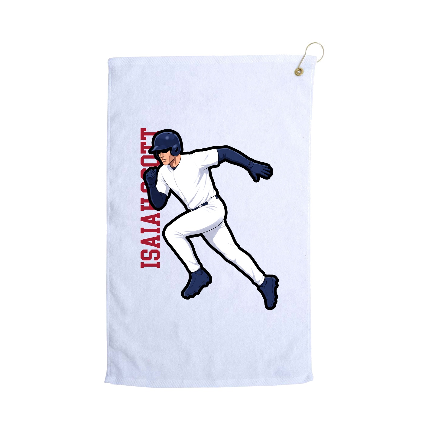 Golf Towel — Name Vertical in White