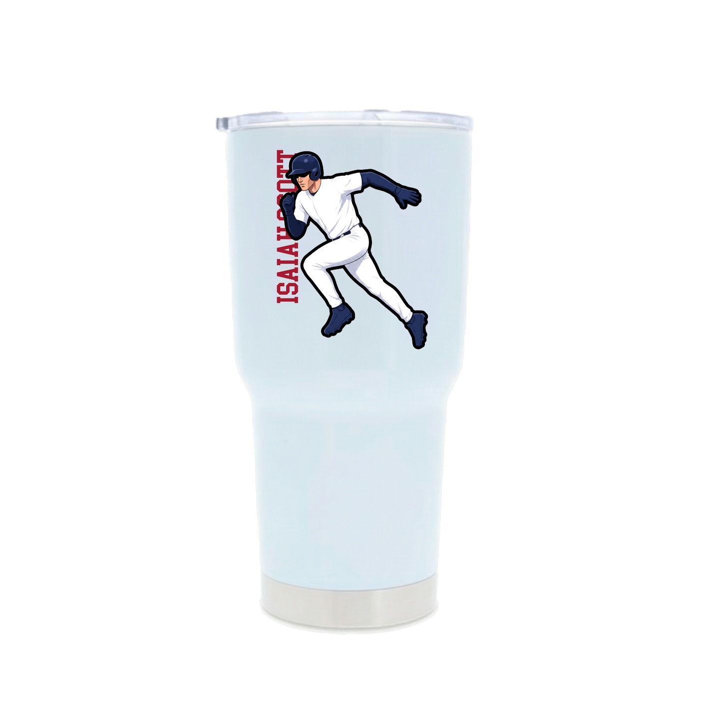 30oz Stainless Steel Tumbler — Name Vertical in White