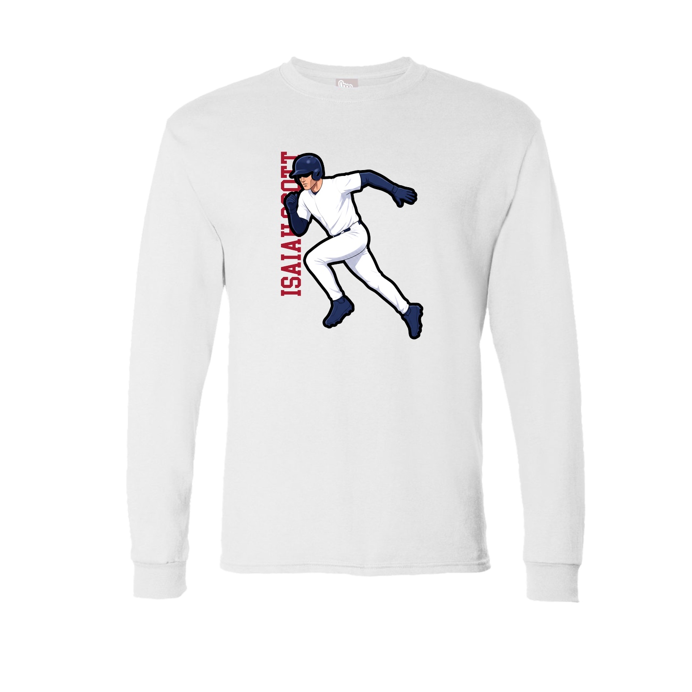 Long Sleeve Tee — Name Vertical in White