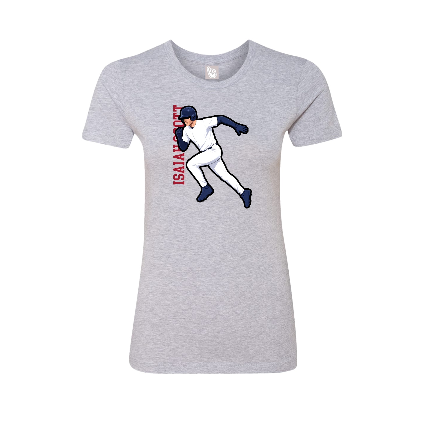 Fitted Women's Tee — Name Vertical in Grey