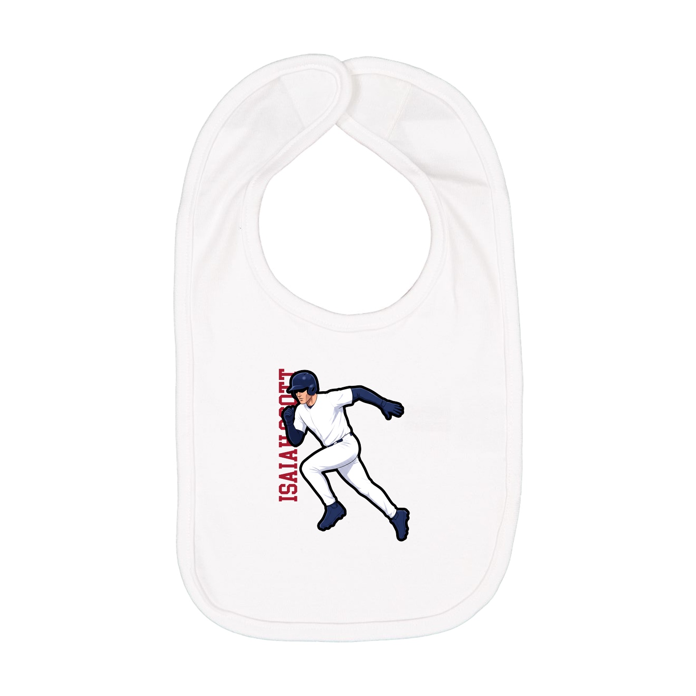 Infant Bib — Name Vertical in White