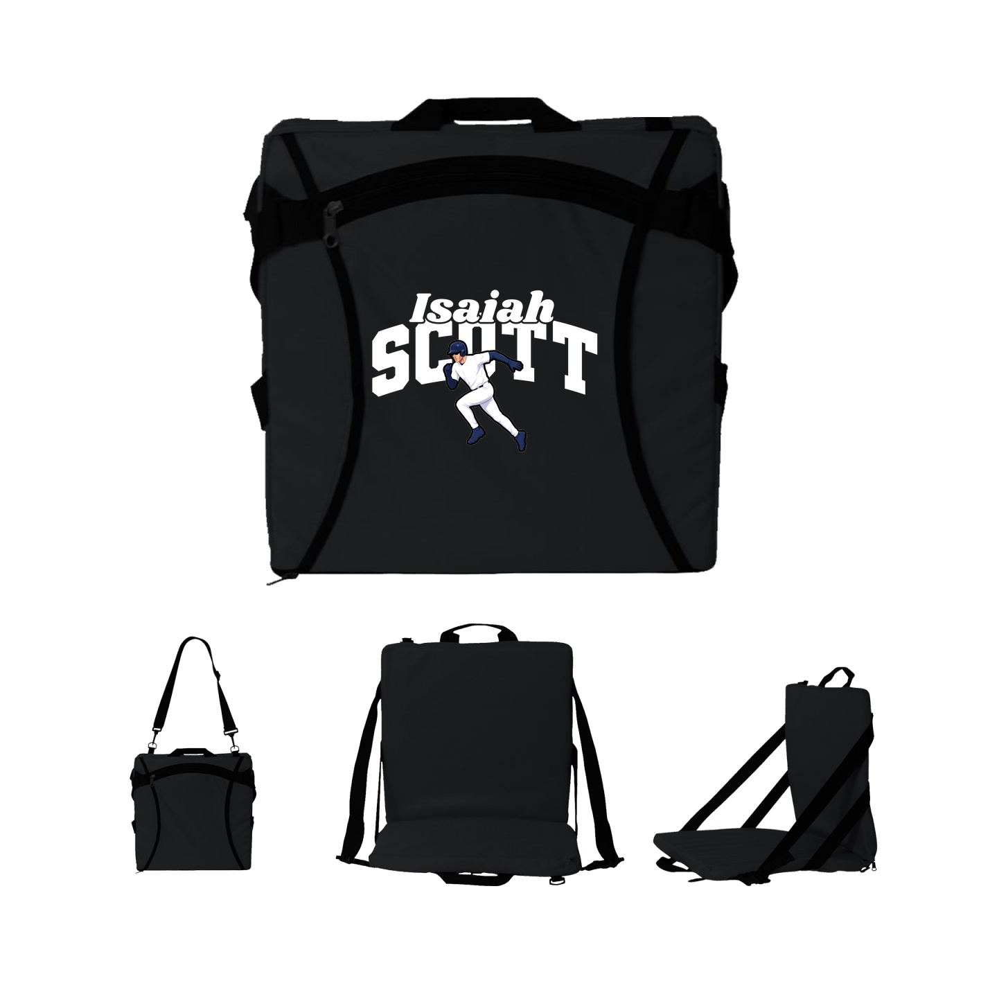 Folding Stadium Seat — Signature Arch in Black