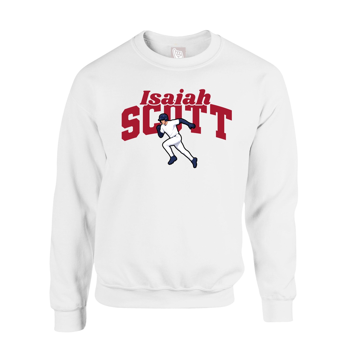 Fleece Crew — Signature Arch in White
