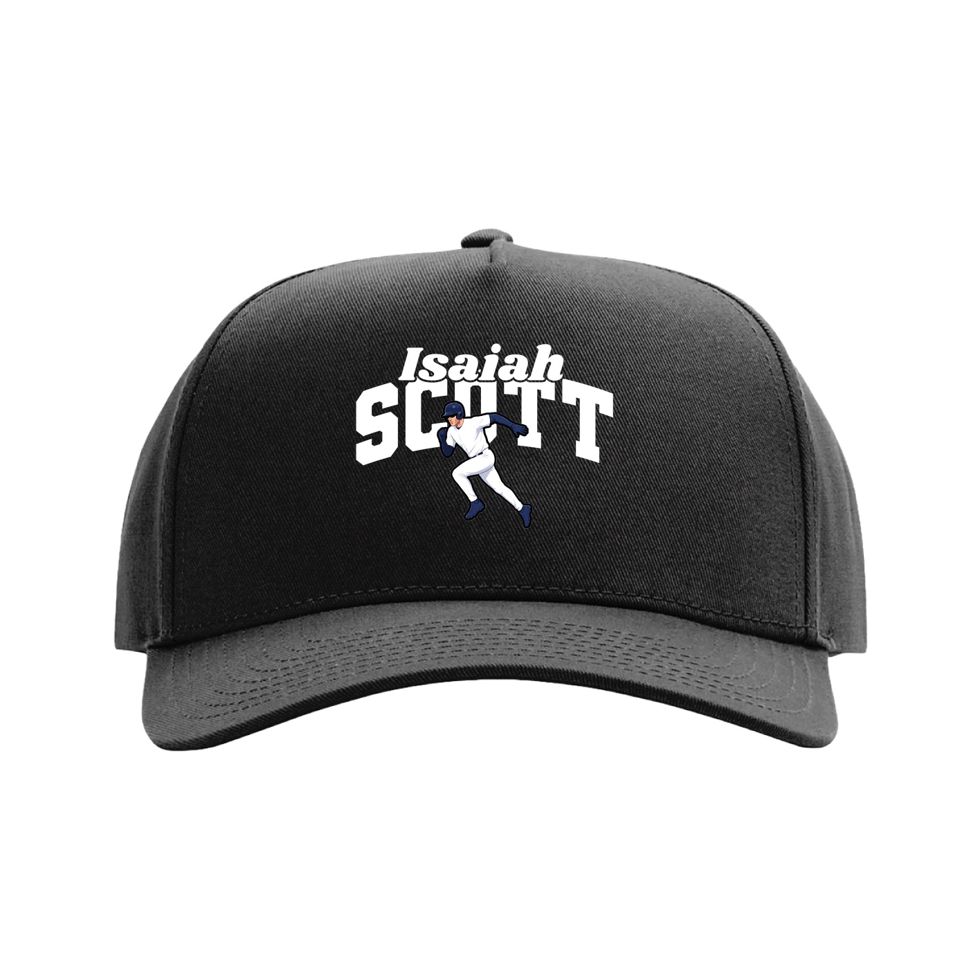 Full Fabric Five-Panel Champ Cap — Signature Arch in Black
