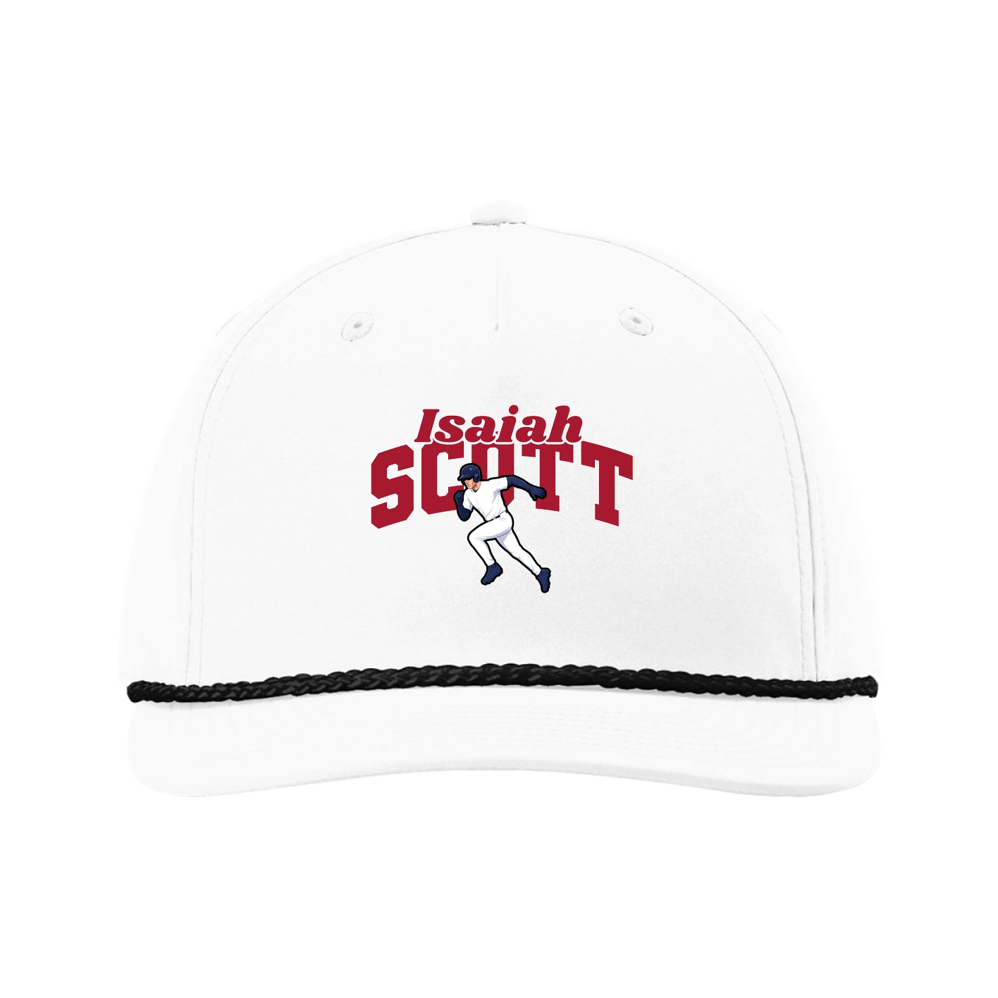 Five-Panel Classic Rope Cap — Signature Arch in White