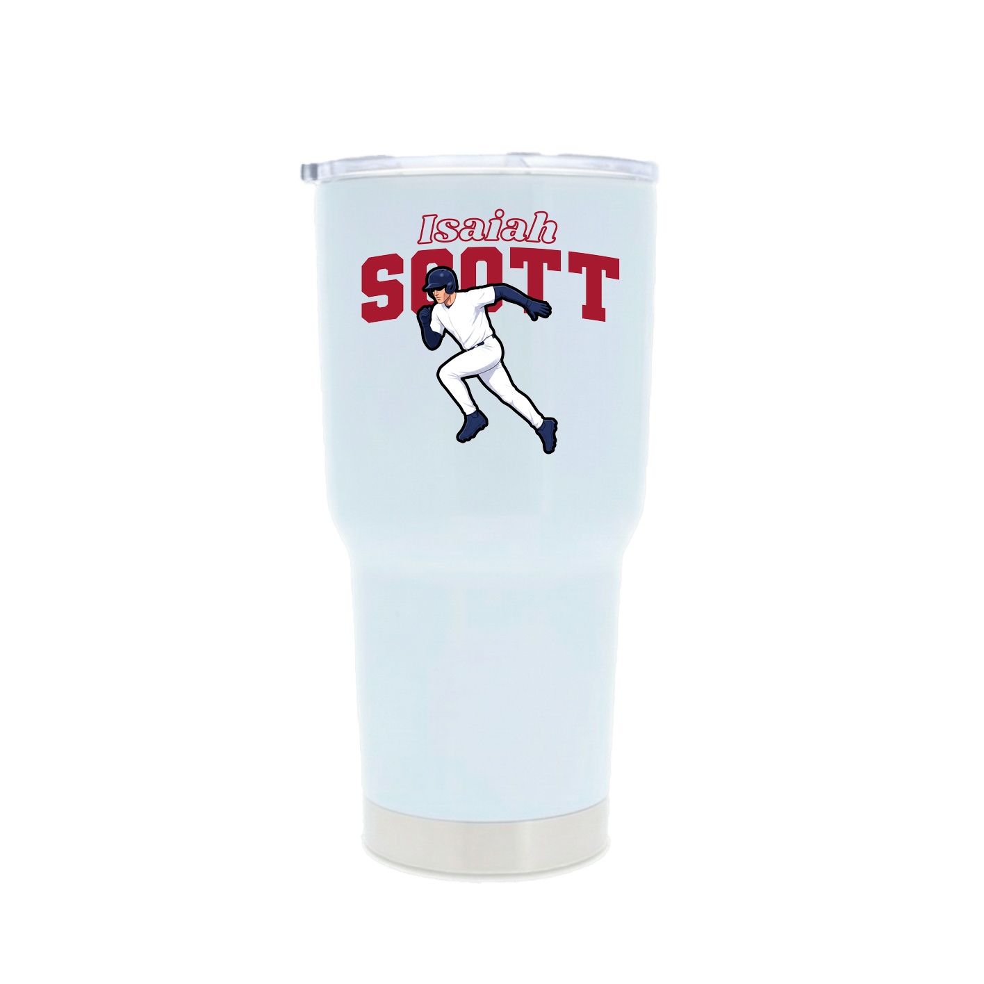 30oz Stainless Steel Tumbler — Name Arch in White
