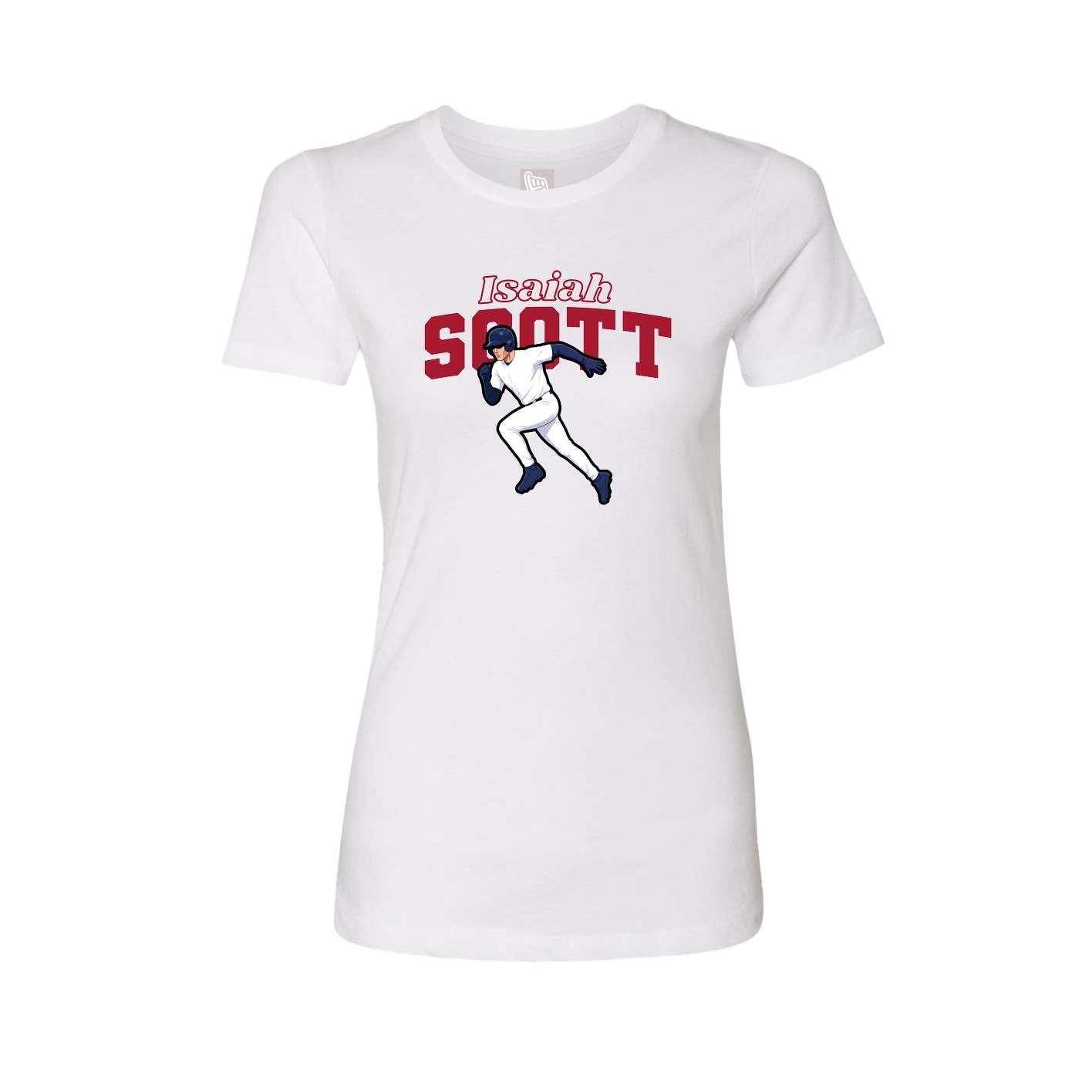 Fitted Women's Tee — Name Arch in White